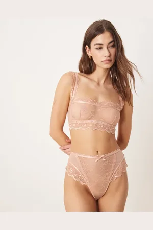 ASOS Braguitas brasileñas color de talle alto de encaje Ivy de -Rosa