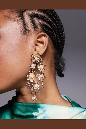 Aldo Pendientes dorados con diseño colgante de flores Geemmaa de
