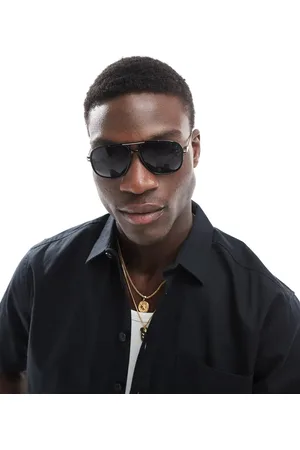 ASOS Gafas de sol doradas estilo aviador con lentes negras de