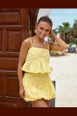 South Beach Top playero corto con volantes y detalle de espejos de x Misha Grimes (parte de un conjunto)