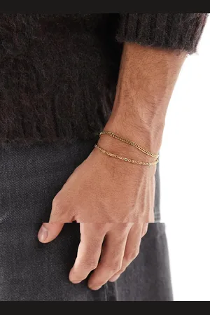 ASOS Pack de 2 pulseras doradas estilo cadenas de acero inoxidable resistente al agua de