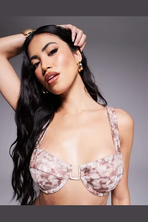 South Beach Top de bikini estilo bustier con estampado efecto purpurina de