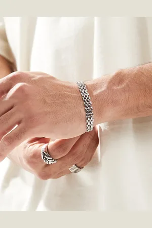ASOS Pulsera plateada de eslabones de acero inoxidable resistente al agua de