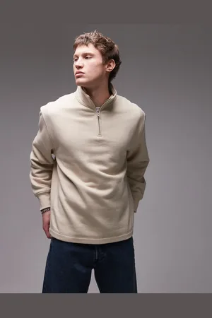 Topman Sudadera color con cremallera corta de -Neutro