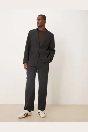 ASOS Pantalones de traje negros de corte recto de sirsaca de -Gris