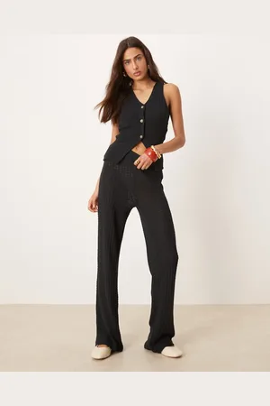 ASOS Pantalones negros semitransparentes de pernera ancha de punto de (parte de un conjunto)