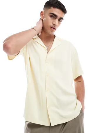 Dr Denim Camisa resort amarillo pastel holgada de manga corta con detalle bordado Madi de