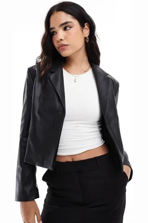 ASOS Americana negra de corte cuadrado de cuero sintético de