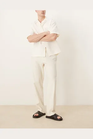 ASOS Pantalones de vestir blancos de pernera recta de mezcla de lino de