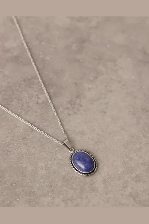 ASOS Collar de acero inoxidable con colgante de piedra semipreciosa de