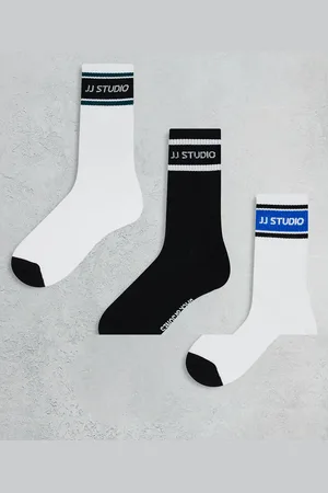 JACK & JONES Pack de 3 pares de calcetines deportivos de color negro y blanco de -Multicolor