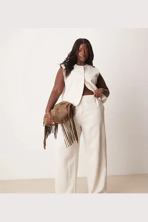 ASOS Pantalones de sastre color de pernera recta de Curve-Neutro