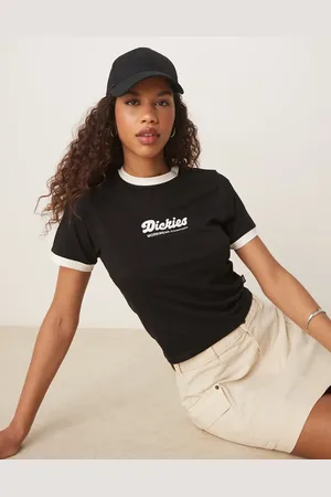 Dickies Camiseta negra con diseño encogido y ribetes Lewistown de