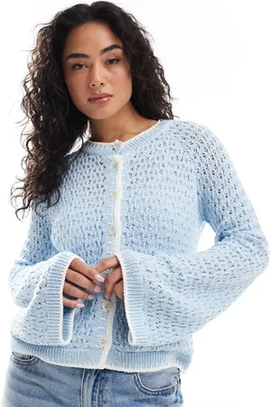 ASOS Cárdigan con pespuntes de festón de croché de
