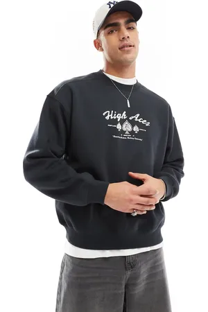 Cotton On Sudadera negra de corte cuadrado con cuello redondo y estampado gráfico "High Aces" de Cotton On-Negro