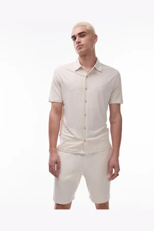 MANGO Camisa blanca de punto liso de