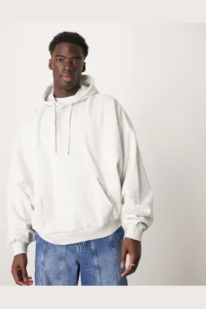 ASOS Sudadera gris jaspeado básica ultragrande con capucha de -Blanco