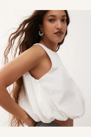 Monki Top abullonado de popelina de