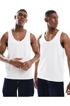 ASOS Pack de 2 camisetas blancas de tirantes de
