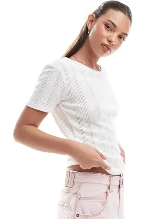 VERO MODA Camiseta blanca de punto calado de -Blanco