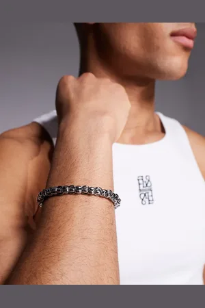 ASOS Pulsera plateada de cadena con eslabones gruesos de acero inoxidable resistente al agua de