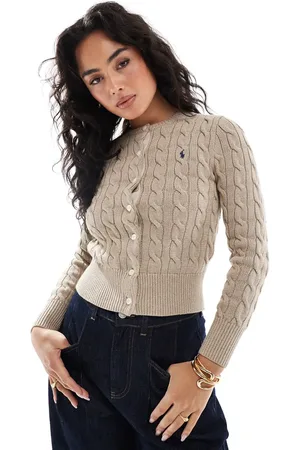 Ralph Lauren Cárdigan beis con logo de punto de ochos de -Neutro
