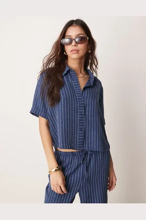 JDY Camisa azul a rayas de corte cuadrado de tejido ligero de (parte de un conjunto)