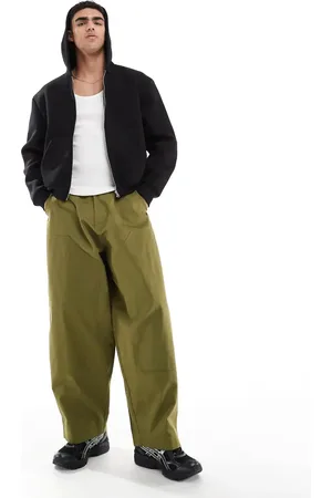 ASOS Pantalones verdes de corte holgado extragrande con paneles en las rodillas de