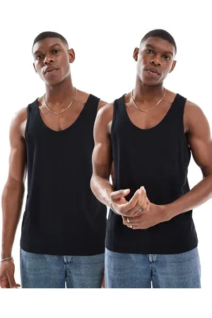 ASOS Pack de 2 camisetas sin mangas negras de