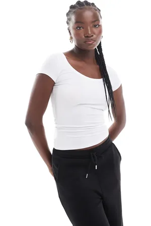Cotton On Top de manga corta con cuello ancho de canalé de Cotton On