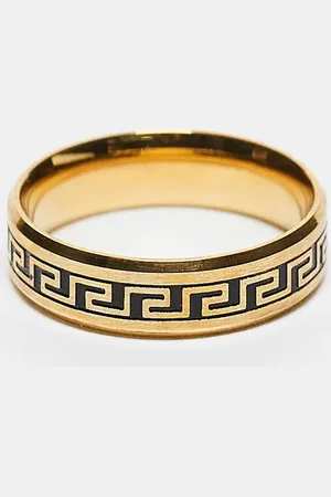 ASOS Anillo con diseño de grecas griegas de acero inoxidable resistente al agua de -Plateado