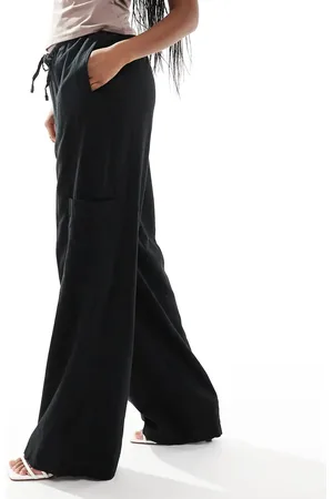 JJXX Pantalones negros de mezcla de lino de