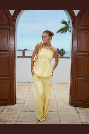 South Beach Pantalones playeros amarillos de corte suelto de x Misha Grimes (parte de un conjunto)