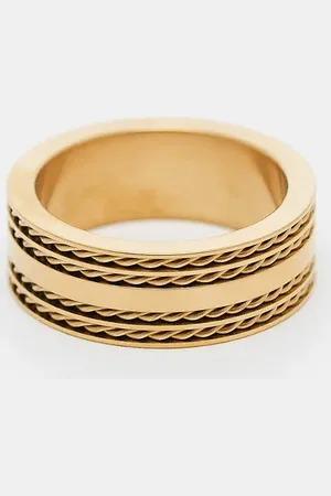 ASOS Anillo de banda con detalle de cuerdas de acero inoxidable resistente al agua de