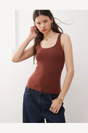 Weekday Top de tirantes con cuello cuadrado y espalda escotada de -Rojo