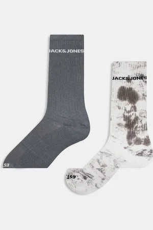 JACK & JONES Pack de 2 pares de calcetines deportivos color crema con efecto tie dye verde de -Blanco