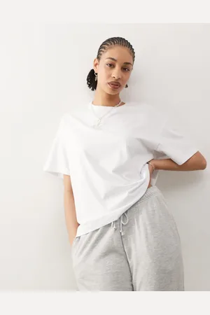 Weekday Camiseta blanca de corte cuadrado extragrande de