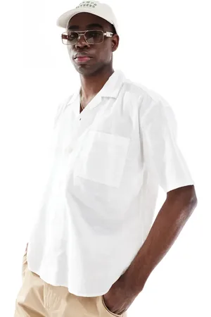 Only & Sons Camisa resort blanca holgada de mezcla de lino de -Verde