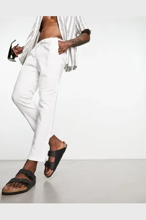 Only & Sons Pantalones capri blancos de mezcla de lino de