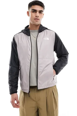 The North Face Chaqueta cortavientos gris piedra lunar y negra Cyclone de