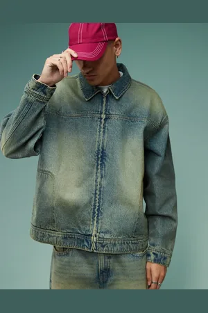 ASOS Chaqueta Harrington con lavado tintado azul medio de (parte de un conjunto)