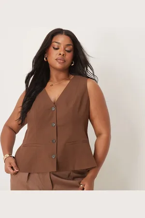 ASOS Chaleco marrón con sobrefalda de Curve