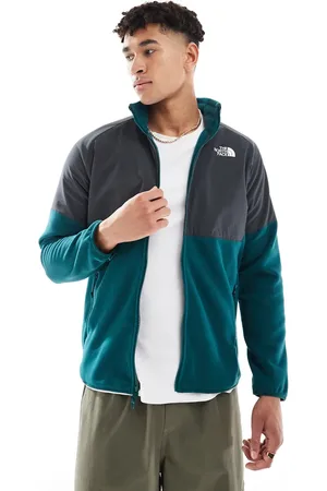 The North Face Polar verde y gris con cremallera de tejido grueso Glacier de