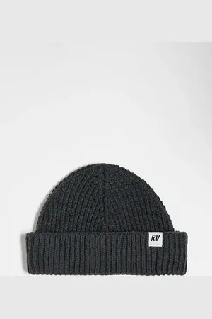 Reclaimed Gorro gris carbón unisex con logo de punto de arroz de (parte de un conjunto)