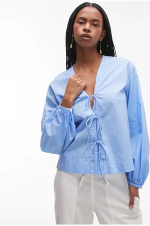 ARKET Blusa con cuello de pico y lazada delantera de