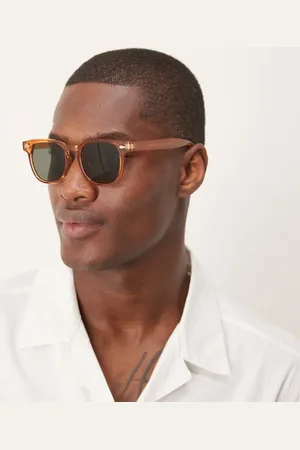 ASOS Gafas de sol retro con montura ámbar y lentes verdes ahumadas de