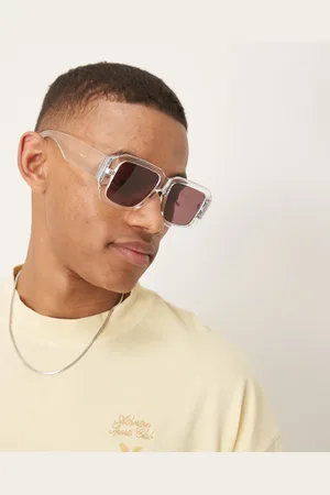 ASOS Gafas de sol transparentes gruesas cuadradas con lentes burdeos de