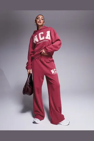 ASOS Joggers color extragrandes con logo universitario de Weekend Collective (parte de un conjunto)-Morado