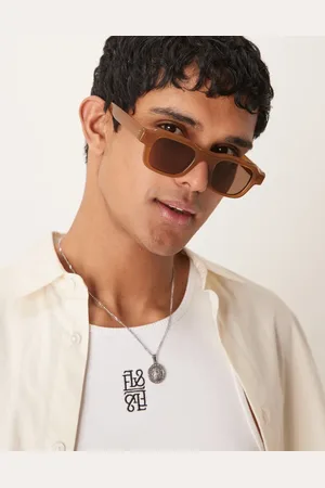 ASOS Gafas de sol con montura caramelo gruesa rectangular y lentes marrones de