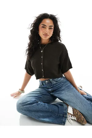 ASOS Cárdigan marrón de manga corta de punto de